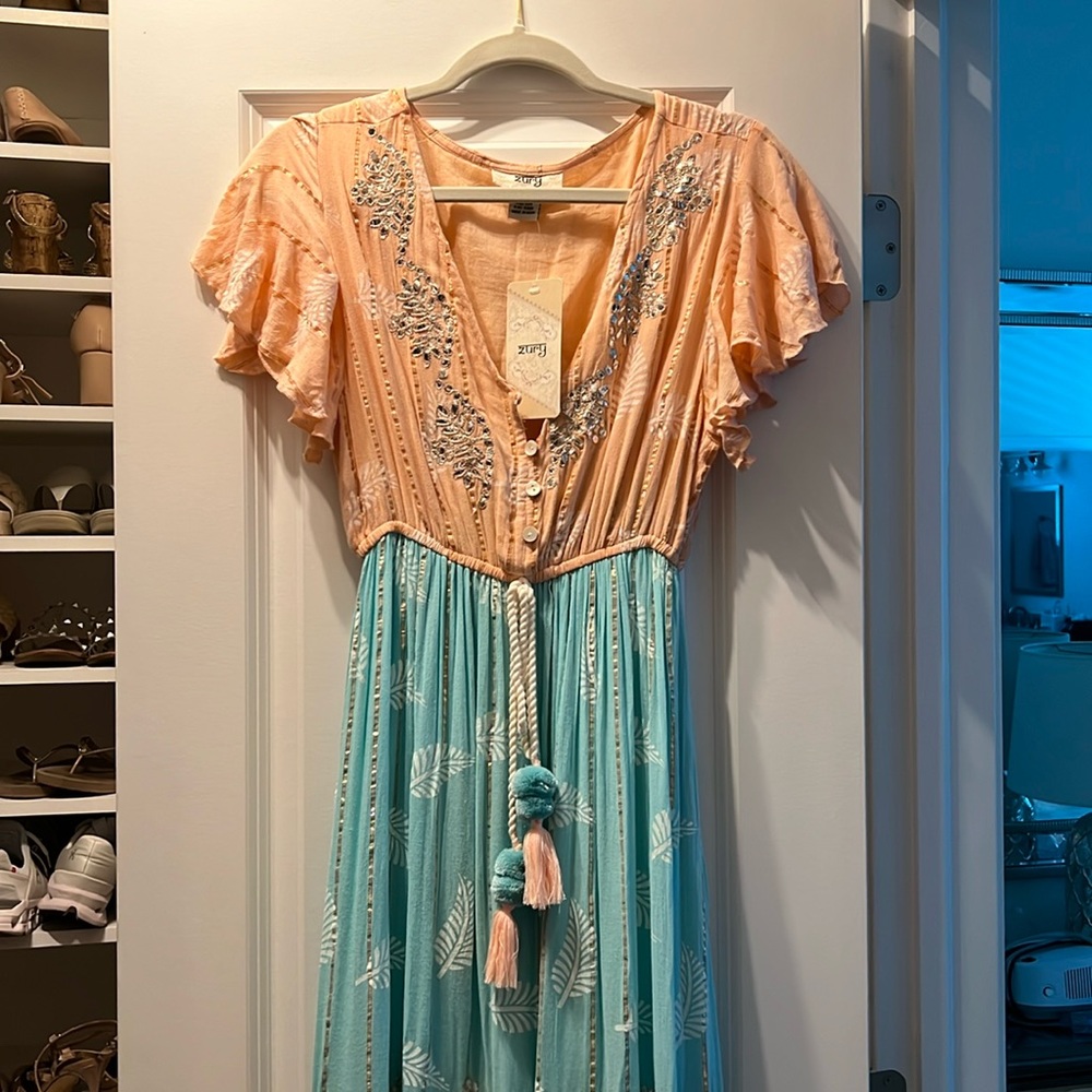 NWT pink and blue sparkly maxi